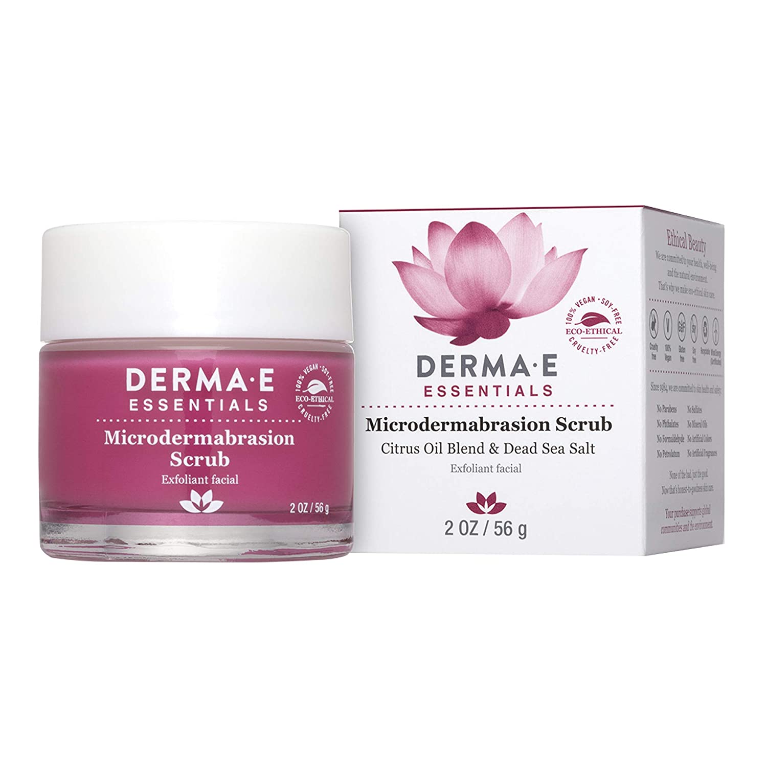 DERMA E Microdermabrasion Scrub with Dead Sea Salt & Citrus Essential Oils – Facial Exfoliating Scrub Smooths, Revitalizes and Renews – Ideal for Scars and Wrinkles, 2oz - Image 1